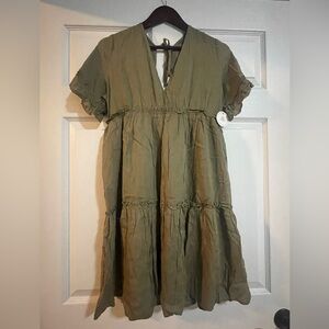 Olive Green Short Sleeve Dress